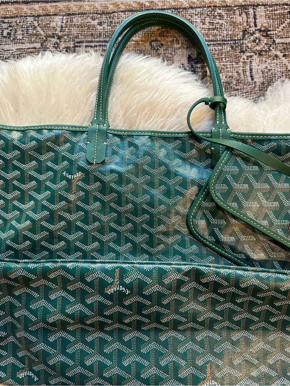 Goyard Green Large St. Louis Tote Bag Goyardine - Picture 4 of 12